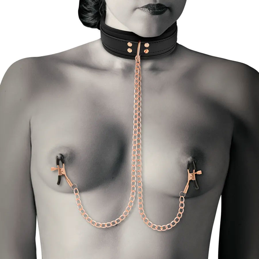 Collare BDSM con clip per capezzoli - foto prodotto